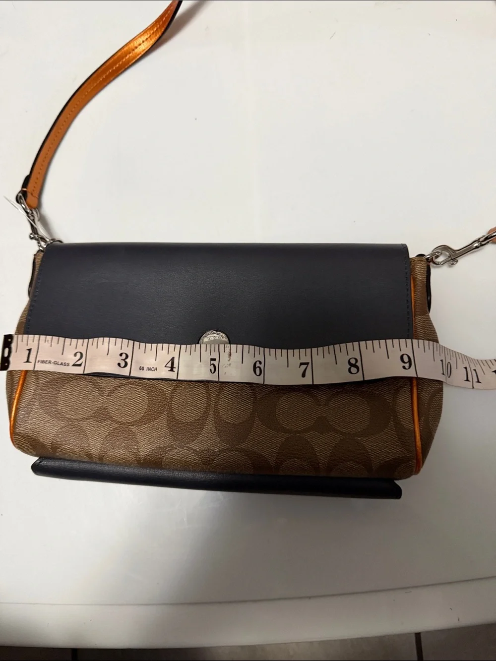 Brown and Black Crossbody Bag with Orange Accents grey reversible